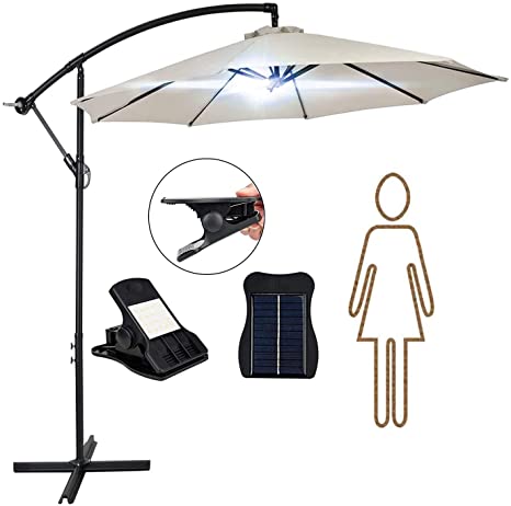 Patio Umbrella Lights, Rechargeable 40 LEDs Cordless Solar Umbrella Lights for Patio Umbrellas, Camping Tents and Other Outdoor Use, 2 Pack(Cool White)