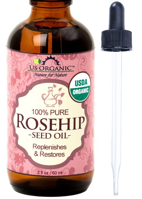 #1 Organic Rosehip Seed Oil - USDA Certified Organic, 100% Pure & Natural, Cold Pressed Virgin, Unrefined, Amber Glass Bottle and Glass Eye Dropper for Easy Application - US Organic - (2 oz (60ml))