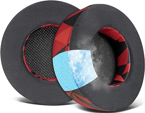 SOULWIT Ear Pads Replacement for Corsair Virtuoso RGB Wireless XT SE Gaming Headset, Earpads Cushions with High-Density Noise Isolation Foam, Added Thickness (Virtuoso CG Red Storm)