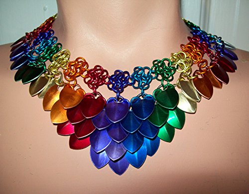 rainbow necklace, pride necklace, rainbow choker, chainmaille necklace, chainmaille choker