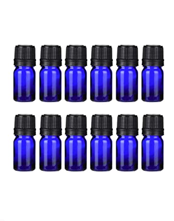 12 Pack 5ml Glass Essential Oil Bottle With Euro Dropper DIY Sample Glass Vials For Aromatherapy Perfume Liquid (blue)
