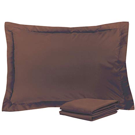 NTBAY Queen Pillow Shams, Set of 2, 100% Brushed Microfiber, Soft and Cozy, Wrinkle, Fade, Stain Resistant (Coffee, Queen)