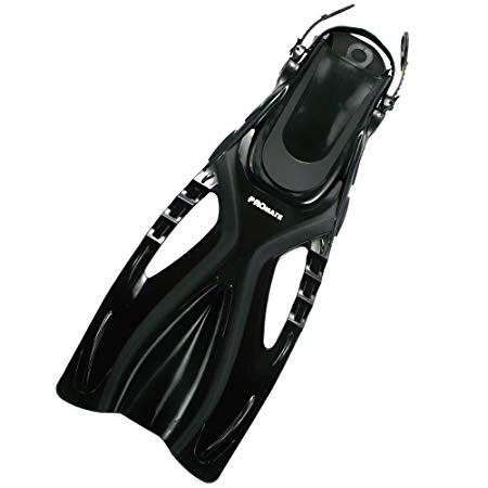 Promate Pace Snorkel Fins Flippers for Adult, Black, ML/XL