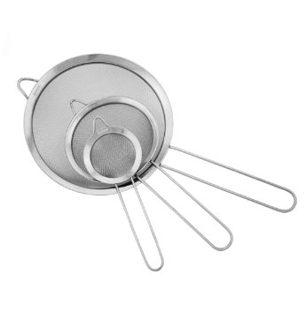 Ipow Stainless Steel Fine Tea Mesh Strainer Colander Sieve with Handle for Kitchen Food Rice Vegetableset of 3
