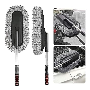 Clorox Super Soft Microfiber Car Duster Exterior with Extendable Handle, Car Brush Duster for Car Cleaning Dusting - Grey (Car Duster)