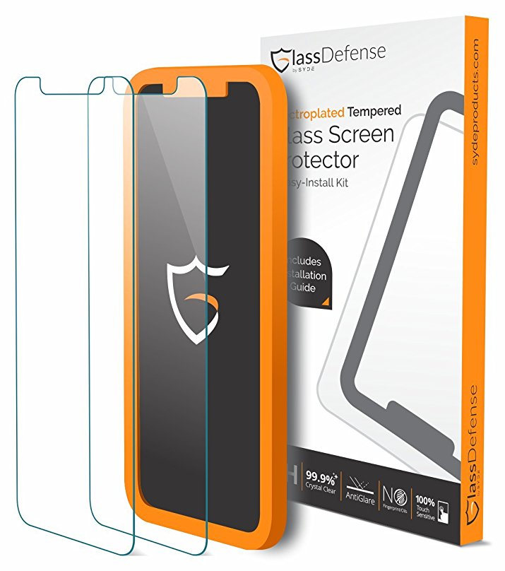 iPhone X Screen Protector, GlassDefense (2 Pack) iPhone X Tempered Glass Screen Protectors [3D Touch] Patent-Pending Installer, 0.35mm Screen Protector Glass for Apple iPhone 10 [2017] case friendly