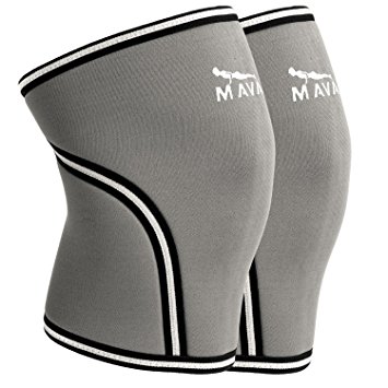 Pair of Knee Compression Sleeves Neoprene 7mm for Men & Women for Cross Training WOD, Squats, Gym Workout, Powerlifting, Weightlifting by MAVA SPORTS