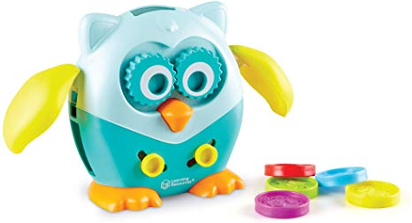 Learning Resources Hoot the Fine Motor Owl, Color, Shapes and Number Development, 6 Pieces, Ages 18 Months