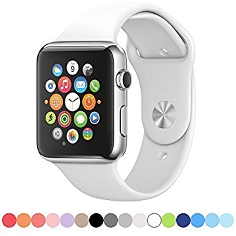 Apple Watch Replacement Band - Cooolbuy Soft Silicone Replacement Sports Wristbands Straps for Apple Wrist Watch iWatch All Models Formal Colors (42mm/White)