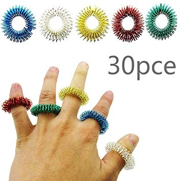 HZT-US 5 Color 30Pce Acupressure Ring Ring Massage Spring Finger Massage Ring Mini Finger Massage Ring