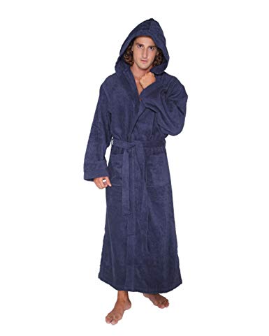 Women's Men's Pacific Style Full Length Hooded Turkish Cotton Bathrobe