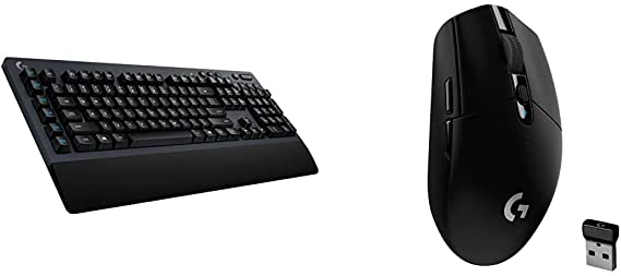 Logitech G613 Wireless Gaming Keyboard - UK Layout & G305 LIGHTSPEED Wireless Gaming Mouse, HERO 12K Sensor, 12,000 DPI, Lightweight, 6 Programmable Buttons, 250h Battery Life - Black