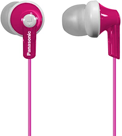 Panasonic ErgoFit In-Ear Earbud Headphones RP-HJE120-P (Pink) Dynamic Crystal Clear Sound, Ergonomic Comfort-Fit