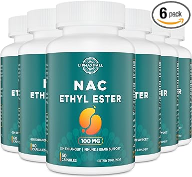 N-Acetyl Cysteine Ethyl Ester 100mg - More Absorption Than 1000mg NAC - with Glycine 600mg - Benefit Glutathione - Good for Immune System & Antioxidant for Adults, NACET ( 60 Capsules - 6 Pack)