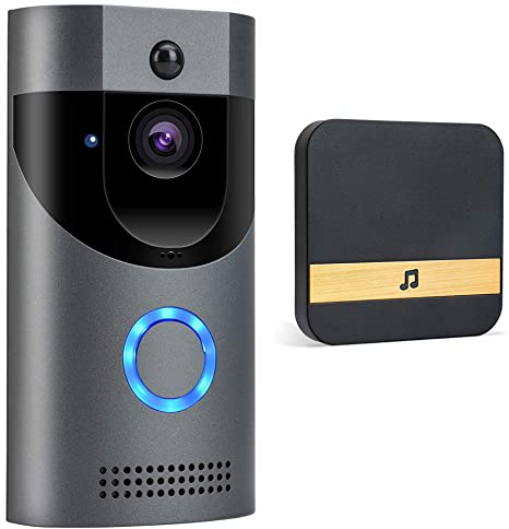 Video Doorbells with Chime, POWERGIANT Smart WiFi Security Camera Doorbells IP65 Waterproof 720P HD with Real-time Video, Two-Way Talk and PIR Motion Detection 170° Wide Angle(Batteries Included)