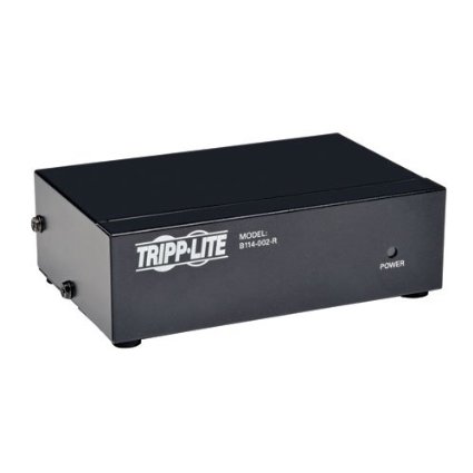 Tripp Lite 2-Port VGA Splitter with Signal Booster High Resolution Video, 350MHz, 2048x1536 (HD15 M/2xF)(B114-002-R)