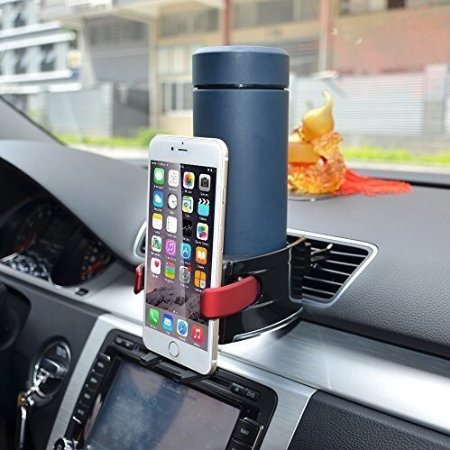 Bestek Car Cup Holder Combo Car Phone Holder Air Conditioner Vent Mount Insert with Adjust Size for Vehicle Automobile