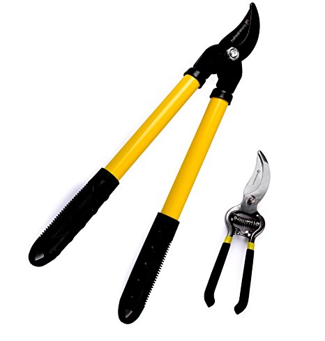 PRO BYPASS PRUNING TOOLS - Sharp Steel Garden Shears and Hand Loppers For Power Gardening - Lopper and Scissor Pruners Tool Set Perfect For Tree, Hedge and Yard Trimming - BONUS GARDEN EBOOK BUNDLE