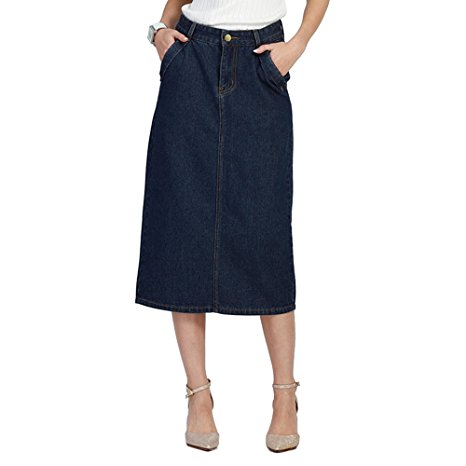 Women's Basic Casual Plus Size High Waist Denim A-Line Skirt