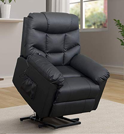 Power Lift Chair Recliner for Elderly Living Room Chair with Remote Control (Black)