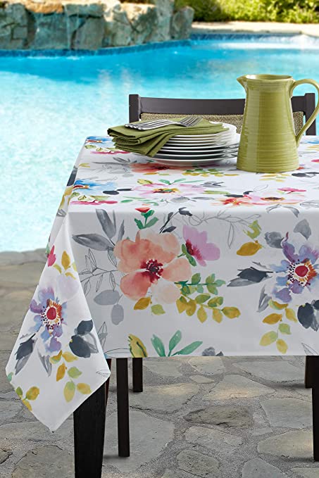 Benson Mills Indoor Outdoor Spillproof Fabric Tablecloth for Spring/Summer/Party/Picnic (Harper, 52" X 52" Square)