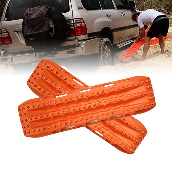 FIREBUG Recovery Track Recovery Traction Mats for Off-Road Mud, Sand, Snow Vehicle Extraction (Set of 2), Orange