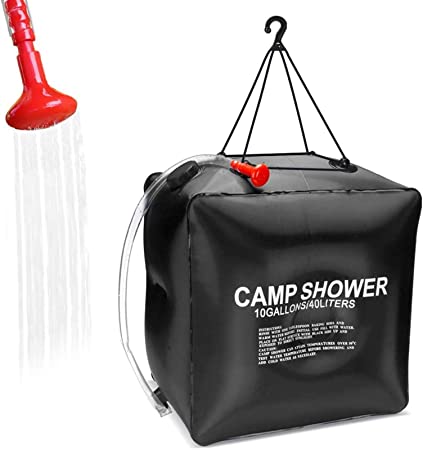 KIPIDA Solar Shower Bag for Camping,10 gallons/40L Solar Heating Shower Bag with Removable Hose and On-Off Switchable Shower Head,Camping Accessories for Camping Beach Swimming Traveling Hiking