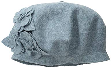San Diego Hat Company Women's Wool Beret Hat with Self Flowers
