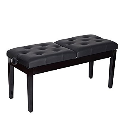 HomCom 39" Leather Black Adjustable 2 person Piano Bench Home Furniture