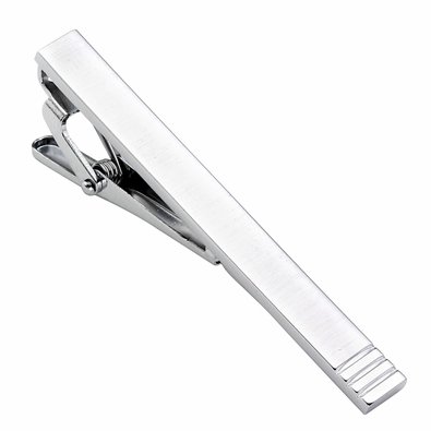 JOVIVI® Men's Tie Clip Clasp Bar Pin - Stainless Steel Plain Standard Silver Tone Laser Curve
