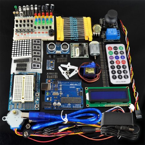Robotlinking Uno Learning Kit with Power Supply 9V-1A LCD Servo Prototype Uno R3 and Tutorial in CD for Arduino UNO R3 Mega2560 Mega328 Nano