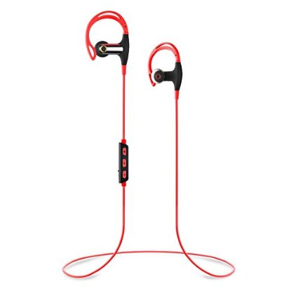 Omer Electronics SBH-1 Sports Stereo Bluetooth Headphones v4.1+EDR IPX4 Water Resistant 100% Compatibility (Red)
