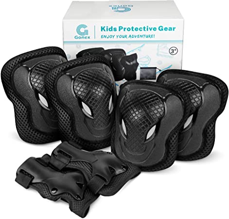 Gonex Kids Knee and Elbow Pads with Wrist Guards, Skateboard Pads for Youth 6 in 1 Protective Gear Set for Skating Cycling Bike Scooter