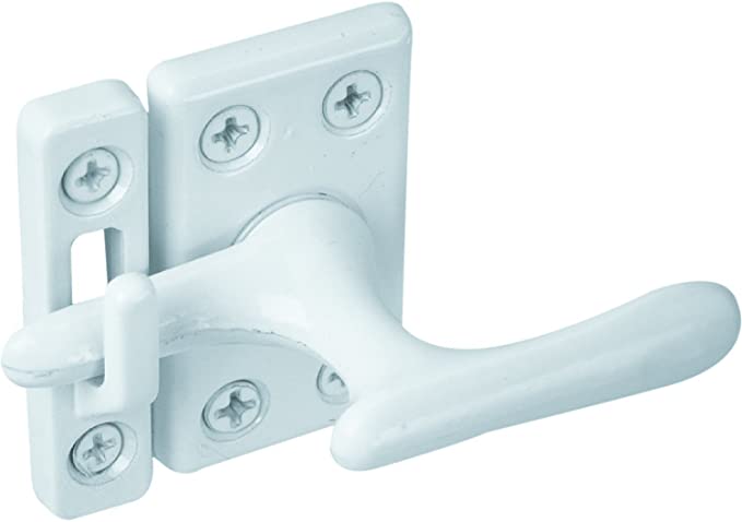 Defender Security U 9936 Casement Window Sash Lock, 1-1/8 in. x 2 in., Diecast, White, 3 Strike Plates