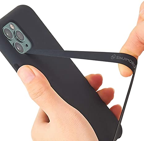 Sinjimoru Silicone Stretching Strap as Phone Grip Holder, Slim Grip Tape for iPhone Case, Secure Phone Strap as Cell Phone Holder. Sinji Loop Black