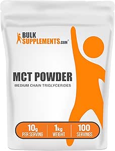 BulkSupplements.com MCT Powder - Medium Chain Triglycerides, from MCT Coconut Oil, MCT Oil Powder - MCT Supplement for Energy - Gluten Free, 10g per Serving, 1kg (2.2 lbs) (Pack of 1)