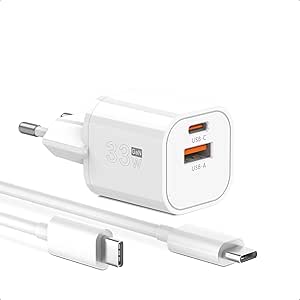 Caricatore USB C GaN GOLDNEXT Ricarica 33W Caricabatterie Veloce Alimentatore Presa USB C PD 3.0 30W Charger Spina con Cavo Tipo C per iPhone 15/14/13 Pro Max Samsung S24/S23/S22 Ultra Pixel 8 7 Pro 6