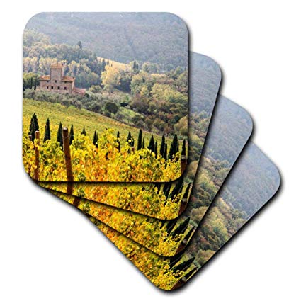 3dRose Italy, Tuscany. Vineyard in autumn in the Chianti region of Tuscany. - Soft Coasters, set of 4 (cst_207836_1)