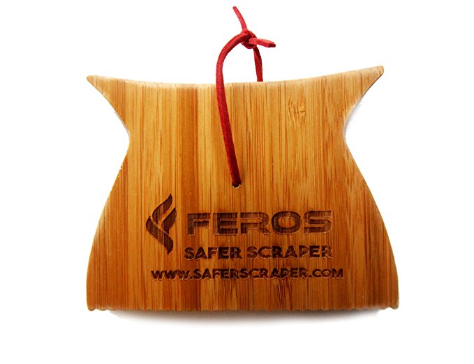 FEROS Safer Scraper Mini - Wood BBQ Wooden Grill Cleaner - Small Version - Cleans top AND BETWEEN barbecue grates. Use to oil & clean barbeque. Sustainable replacement for wire bristle brush