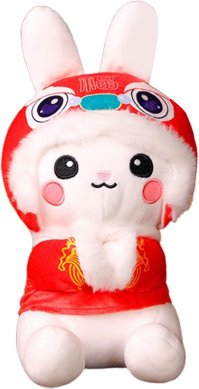 2023 New Year Rabbit Doll Bunny Plush Doll Gift Bags Lanyard Embroidery Face Fu Character Mini Cute Party Decoration Chinese Year of The Rabbit Mascot Toy