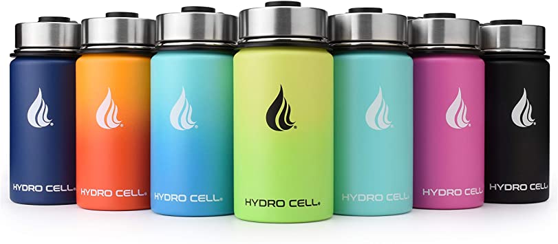 HYDRO CELL Stainless Steel Water Bottle w/ Straw & Wide Mouth Lids (64oz 40oz 32oz 24oz 18oz 14oz) - Keeps Liquids Hot or Cold with Double Wall Vacuum Insulated Sweat Proof Sport Design