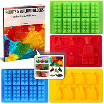 Best Candy Molds & Ice Cube Mold for Lego Lovers with Recipe eBook by Americas Best Buys (4-Pack)