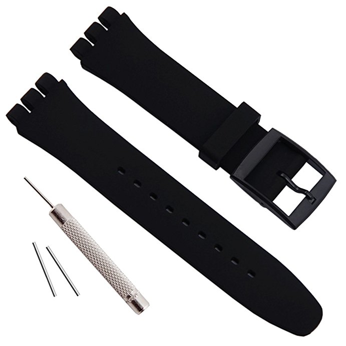 Replacement Waterproof Silicone Rubber Watch Strap Watch Band for Swatch (17mm 19mm 20mm)