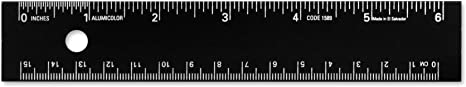 Alumicolor 1589-9 Aluminum Straight Edge with Center Finding Back, 6IN, Black