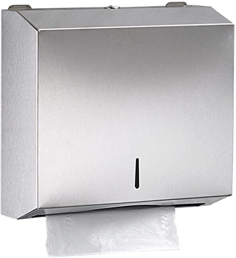 Decdeal Paper Towel Dispenser, 304 Stainless Steel Multifold Hand Towel Dispenser Brushed Stainless Wall Mount Tissue Holder for Office Countertop, Restroom