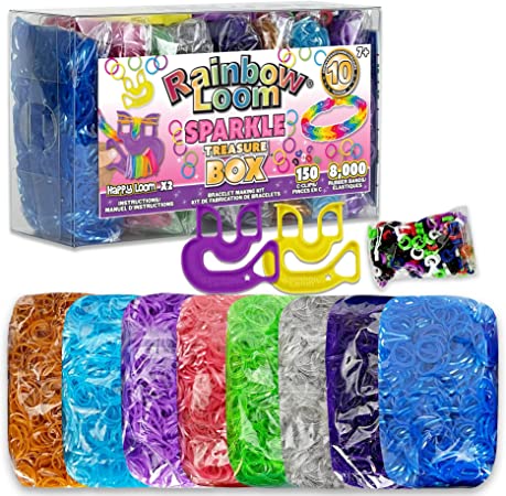 Rainbow Loom® Treasure Box Sparkle Edition, 8,000 Rubber Bands in 8 Different Sparkly Colors, and a BONUS of 2 Happy Looms, Great Activities for Boys and Girls 7