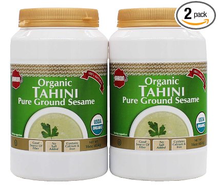 Baron's Kosher USDA Organic Pure Ground Sesame Tahini 16-ounce Jars (Pack of 2)