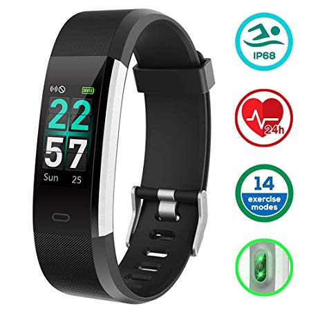 Fitness Tracker, KUNGIX Activity Tracker Fitness Watch IP68 Waterproof with Heart Rate Monitor, Wristband Pedometer with Sleep Monitor Step Calorie Counter Color Screen Smart Bracelet for Women Men