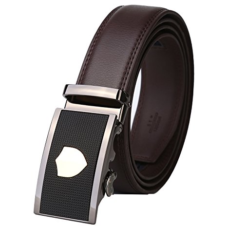 Dante Men's Leather Ratchet Dress Belt with Automatic Buckle