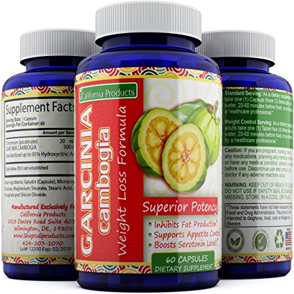 Garcinia Cambogia Raw 95% HCA Extract Weight Loss Pills for Women and Men - Fat Burning Supplements for Abs Legs and Arms – Antioxidant Complex for a Strong Immune System by California Products